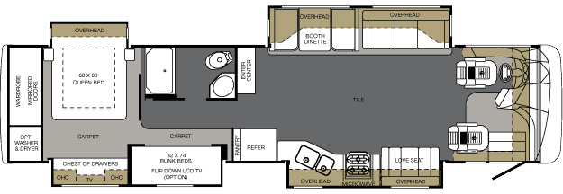 2014 Forest River Berkshire 390BH Floor Plan