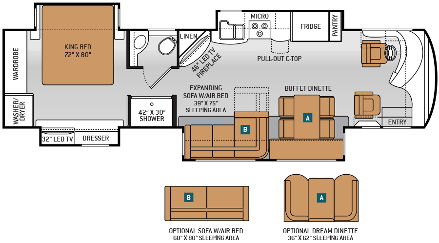 2014 Thor Tuscany XTE 36MQ Floor Plan