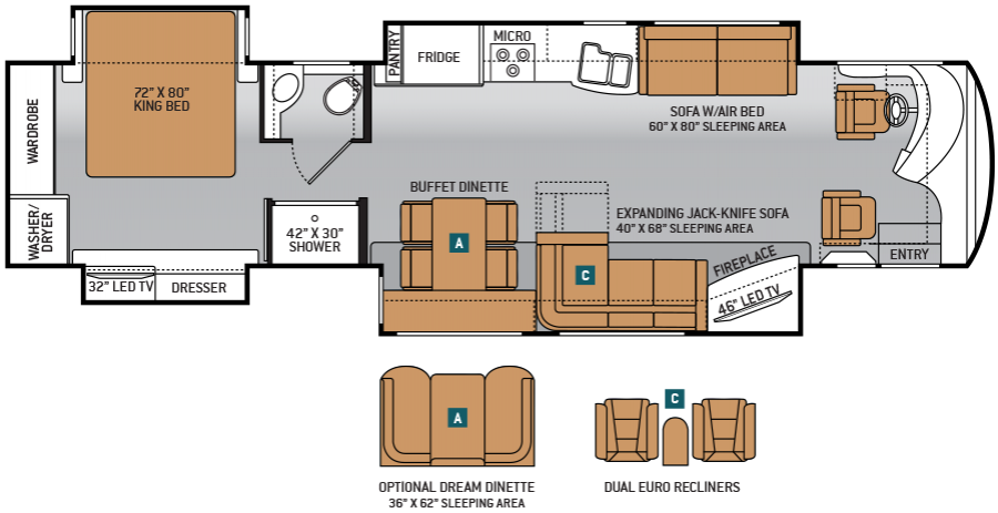 2015 Thor Tuscany XTE 40GQ Floor Plan