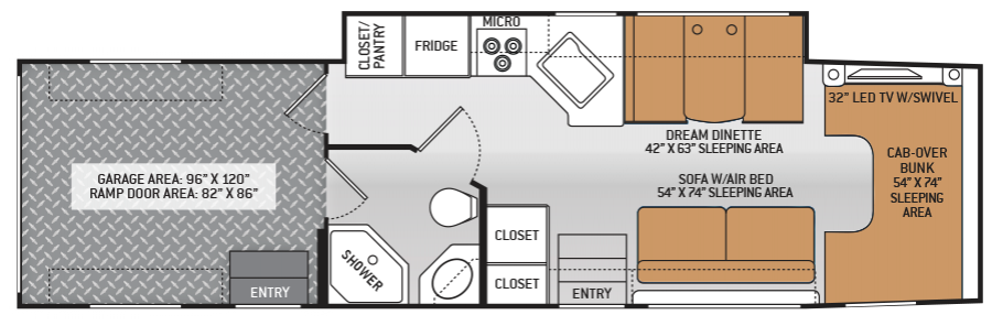 2014 Thor Outlaw 35SG Super C Diesel Toyhauler Floor Plan