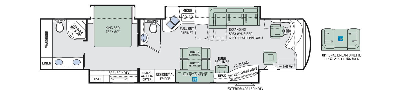 2016 Thor Tuscany 45AT Floor Plan