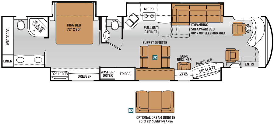 2015 Thor Tuscany 45AT Floor Plan