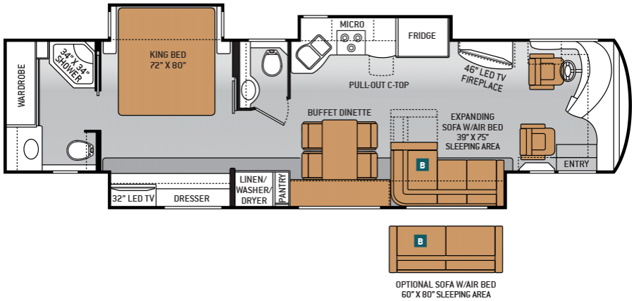 2015 Thor Tuscany XTE 40EX Floor Plan