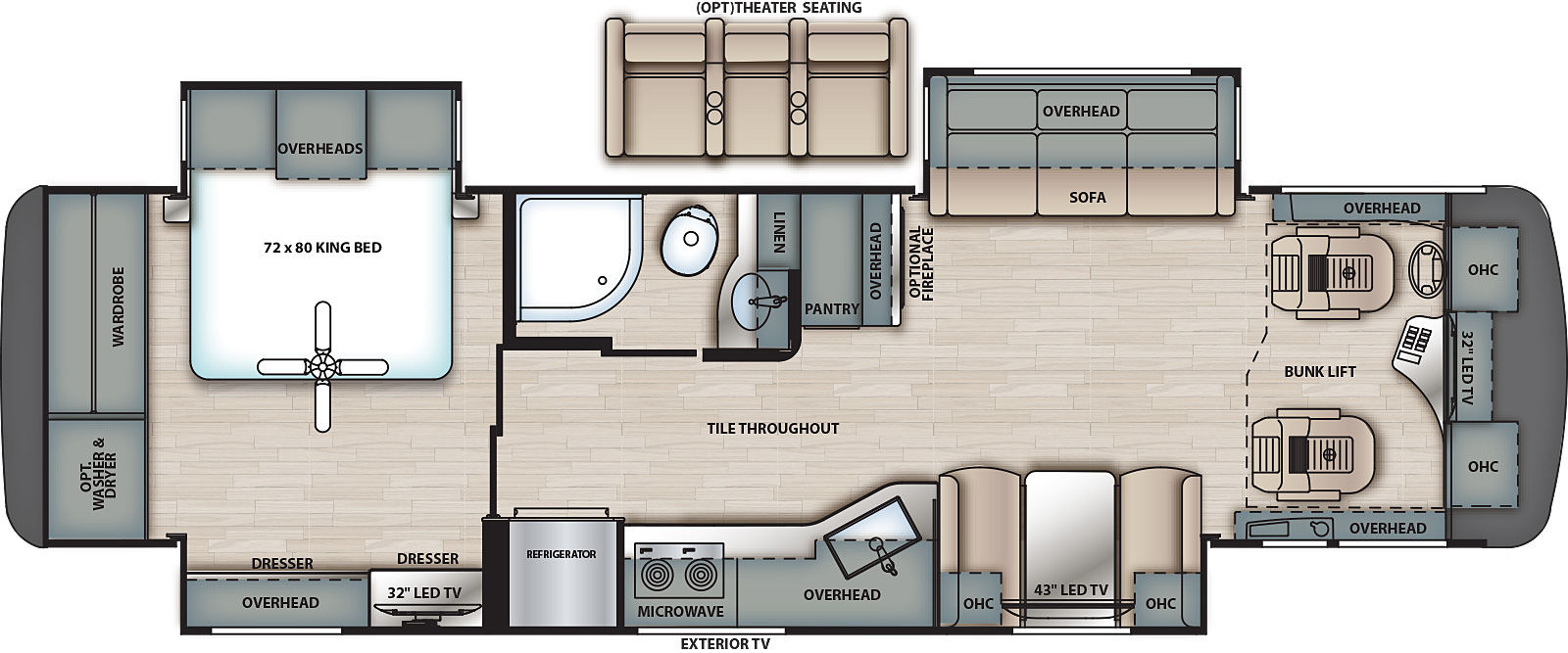 2022 Forest River Berkshire 34B Floor Plan