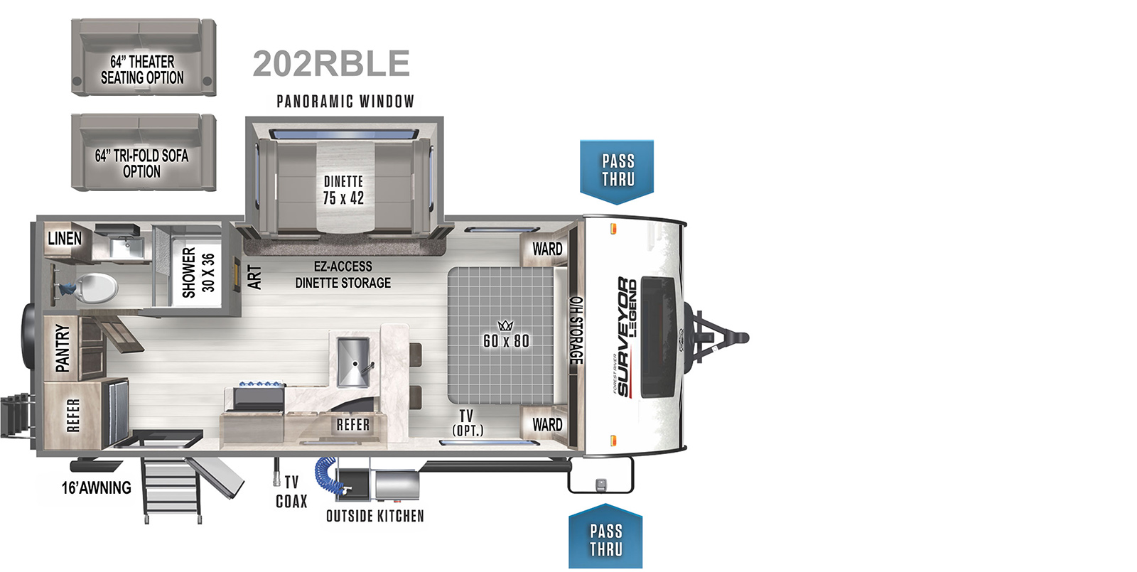 2022 Forest River Surveyor Legend 202RBLE Floor Plan