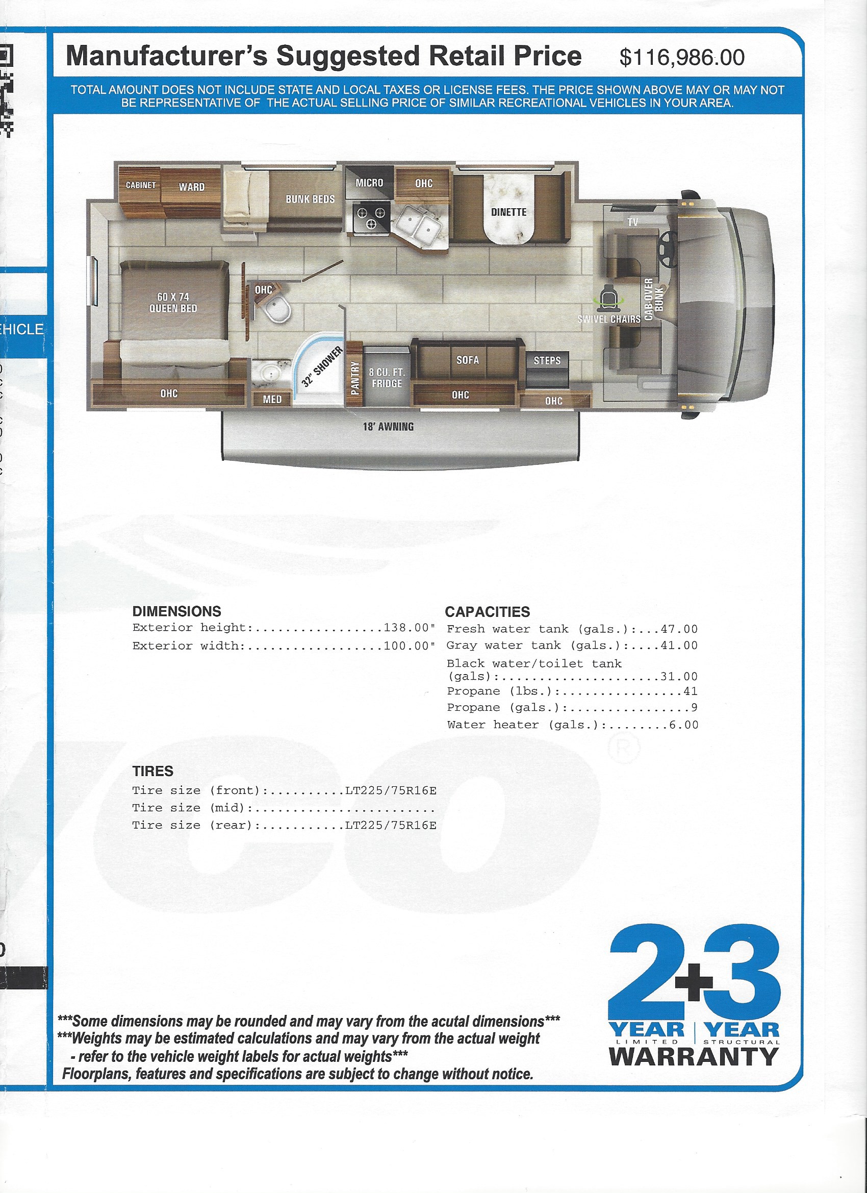 2021 Jayco Redhawk 31F MSRP Sheet