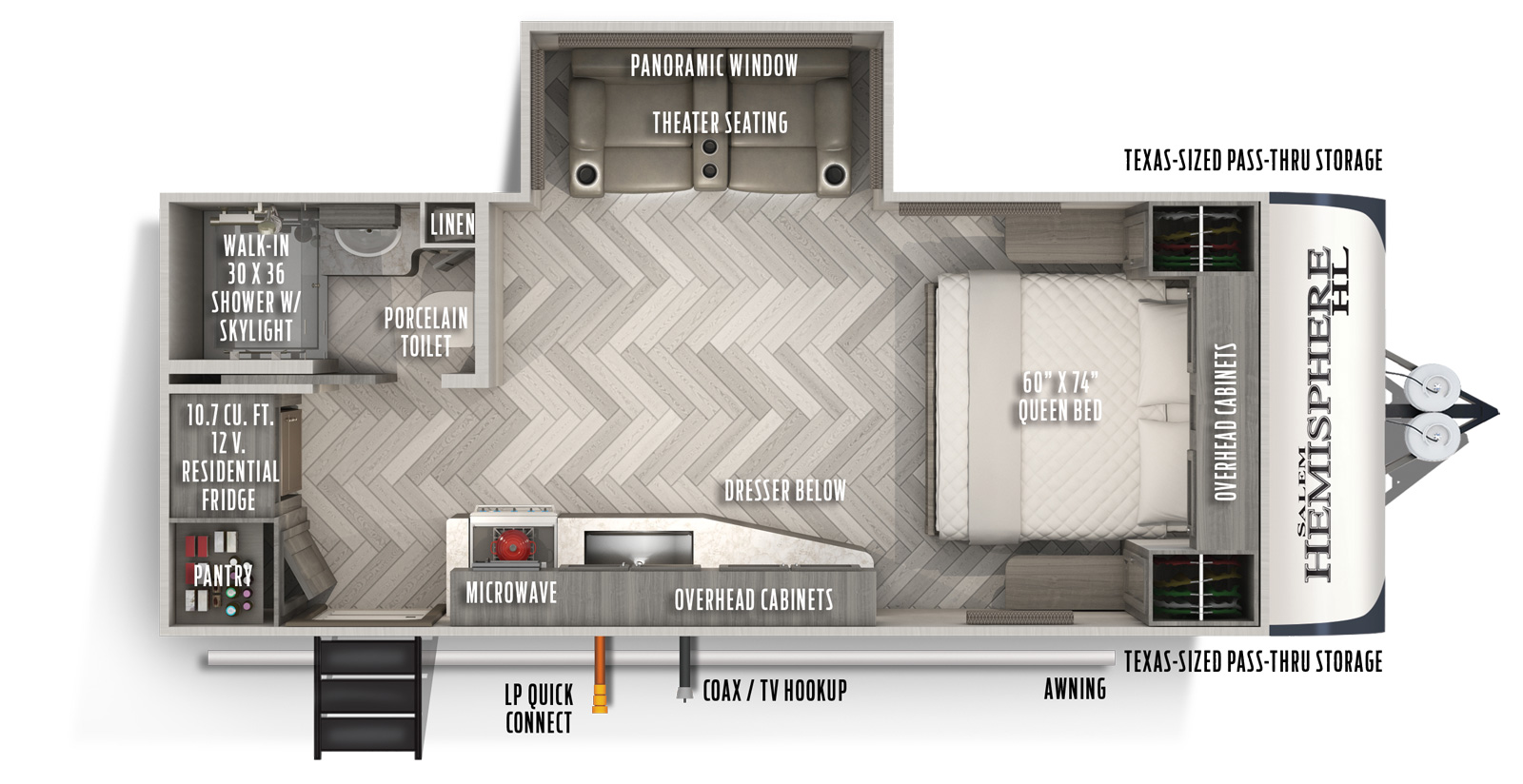 2021 Forest River Salem Hemisphere Hyper-Lyte 19RBHL Floor Plan