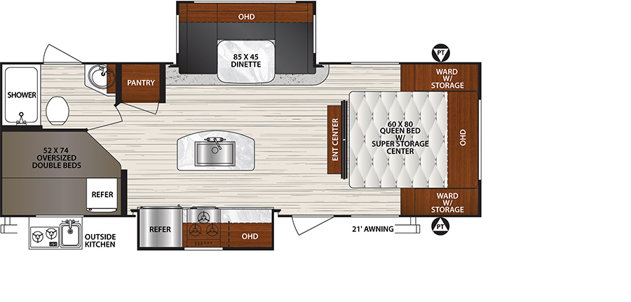 2020 Forest River Surveyor Luxury 247BHDS Floor Plan