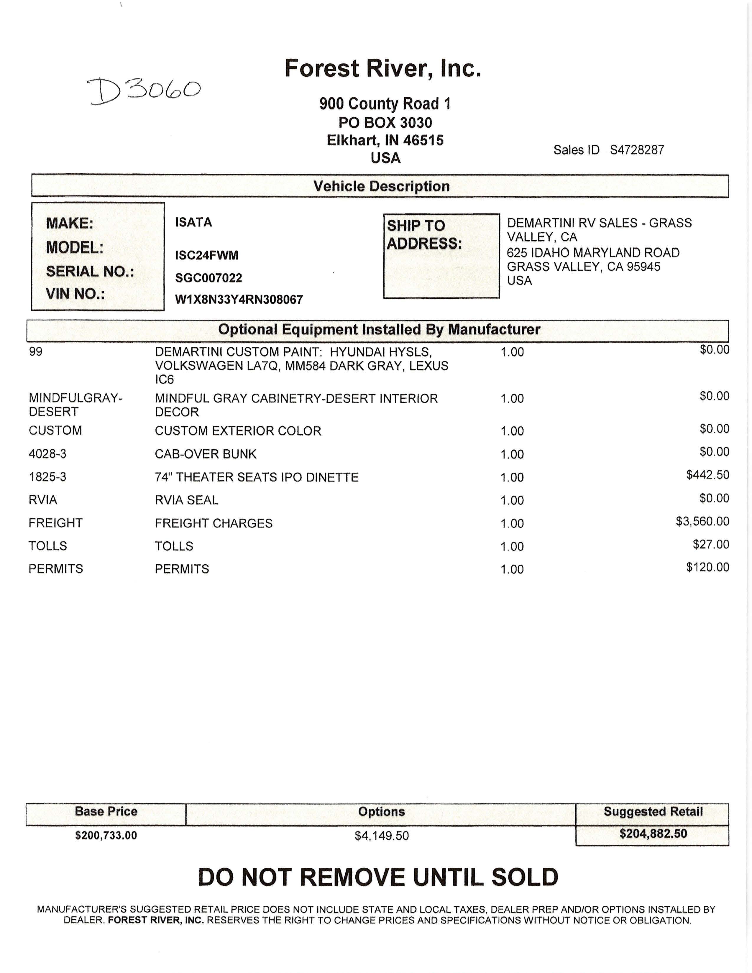 2026 Dynamax Isata 3 24FW MSRP Sheet