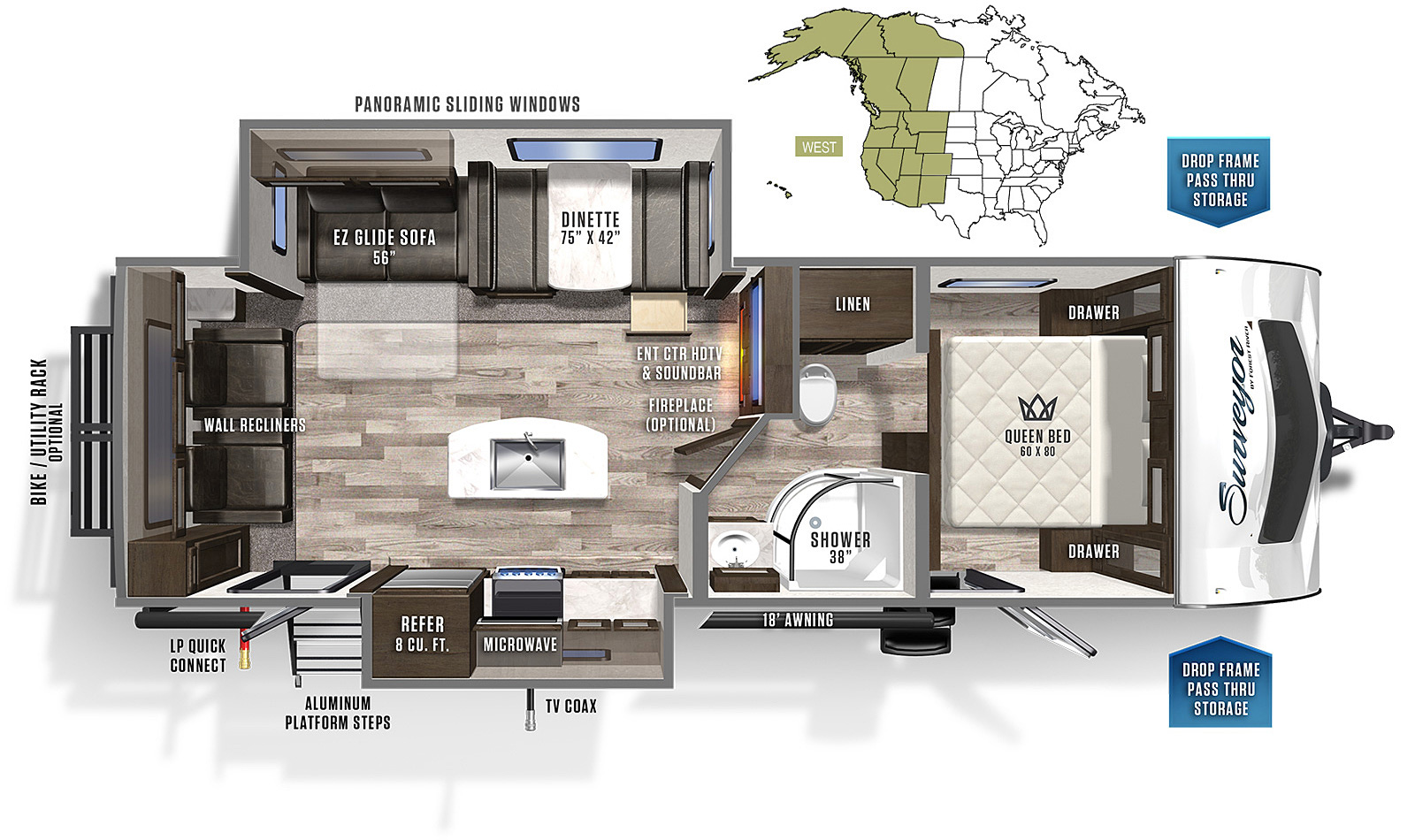 2021 Forest River Surveyor Luxury 265RLDS Floor Plan