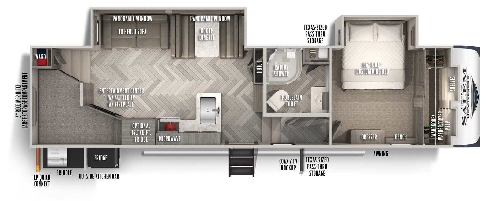 2021 Forest River Salem Hemisphere 295BH Floor Plan