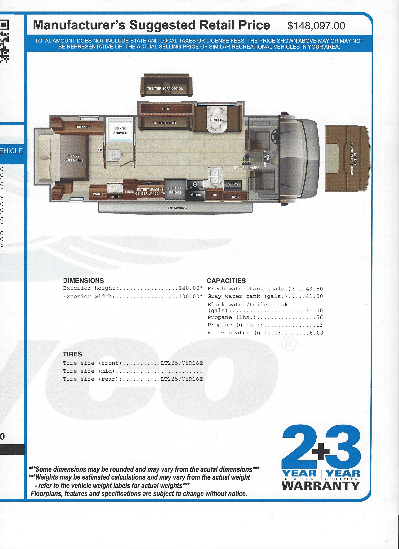 2022 Jayco Greyhawk 30Z MSRP Sheet