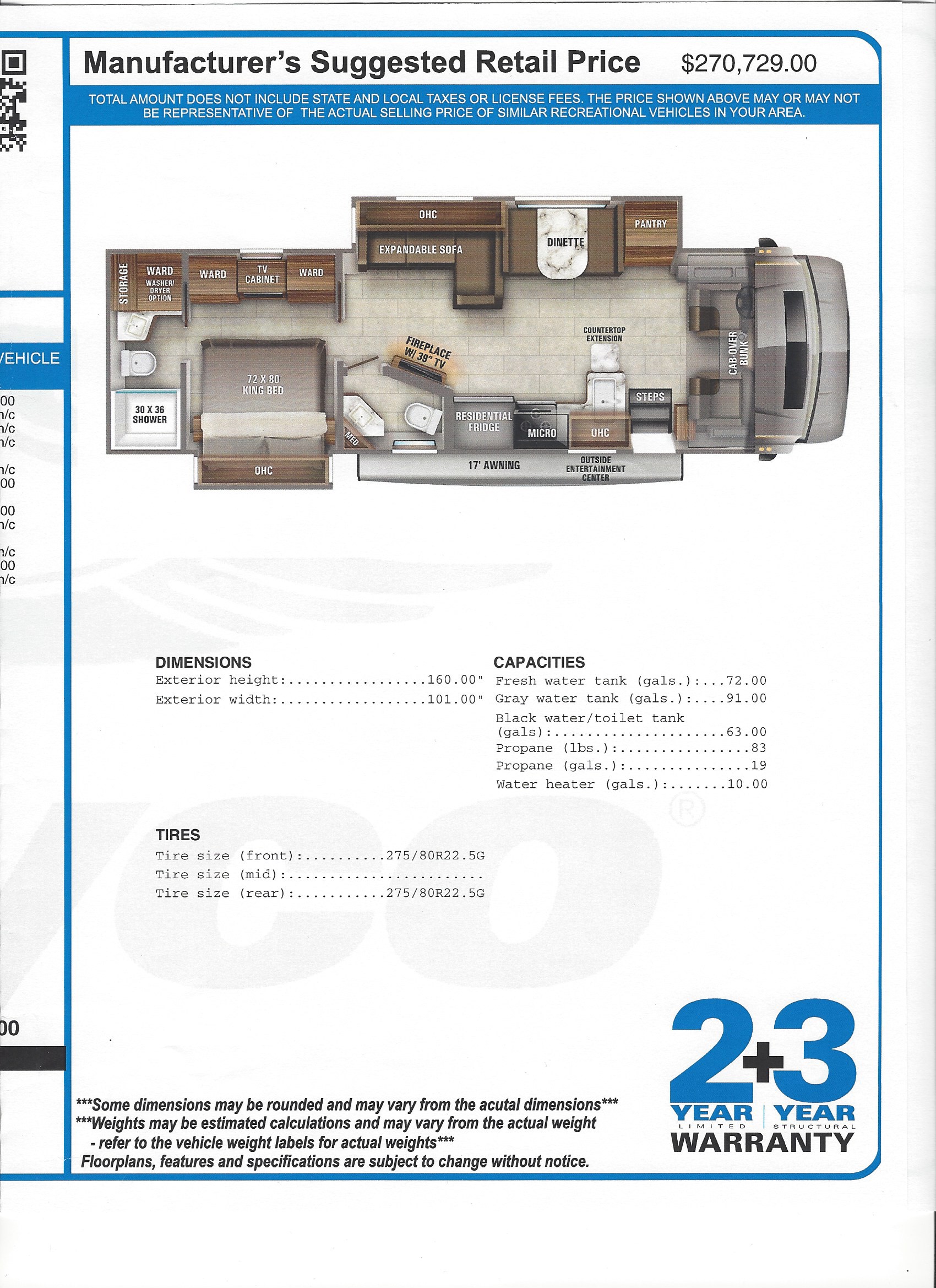 2021 Jayco Seneca 37K MSRP Sheet