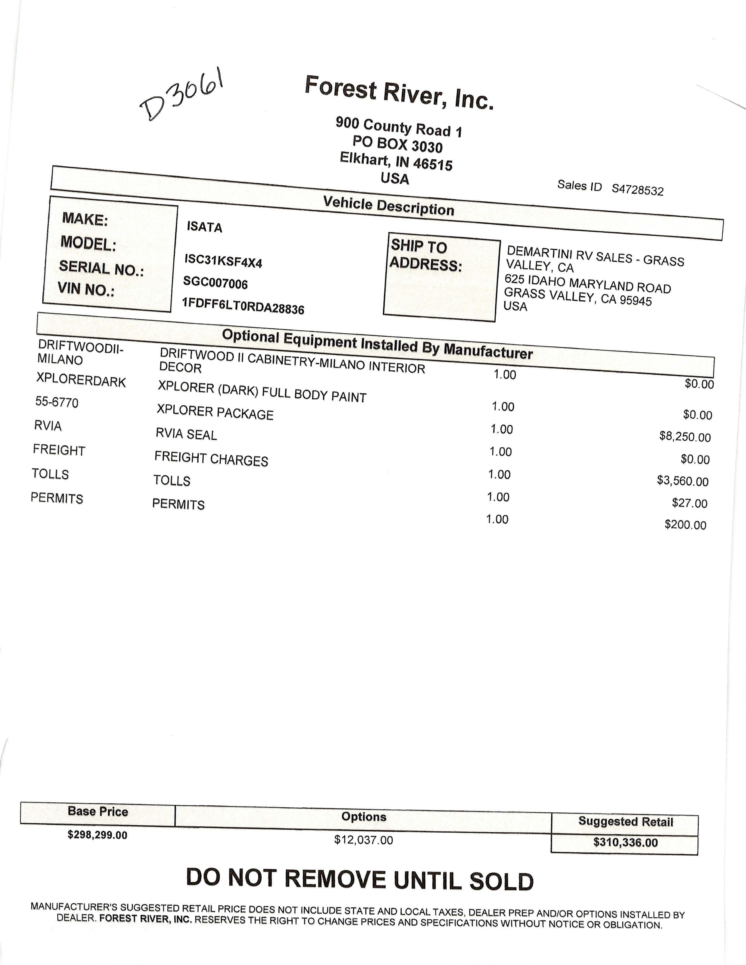 2026 Dynamax Isata 6 31KS MSRP Sheet