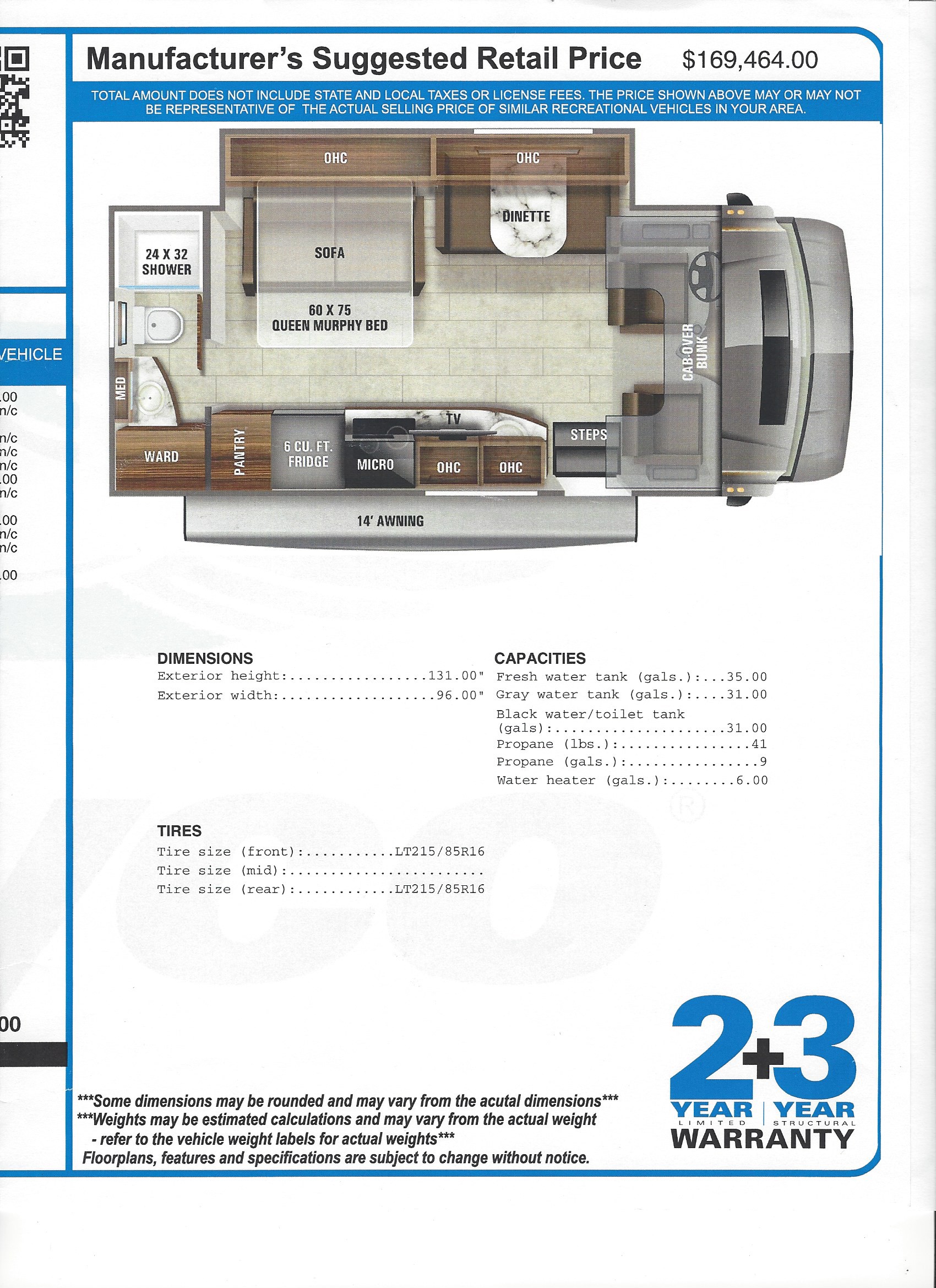 2021 Jayco Melbourne Prestige 24RP MSRP Sheet