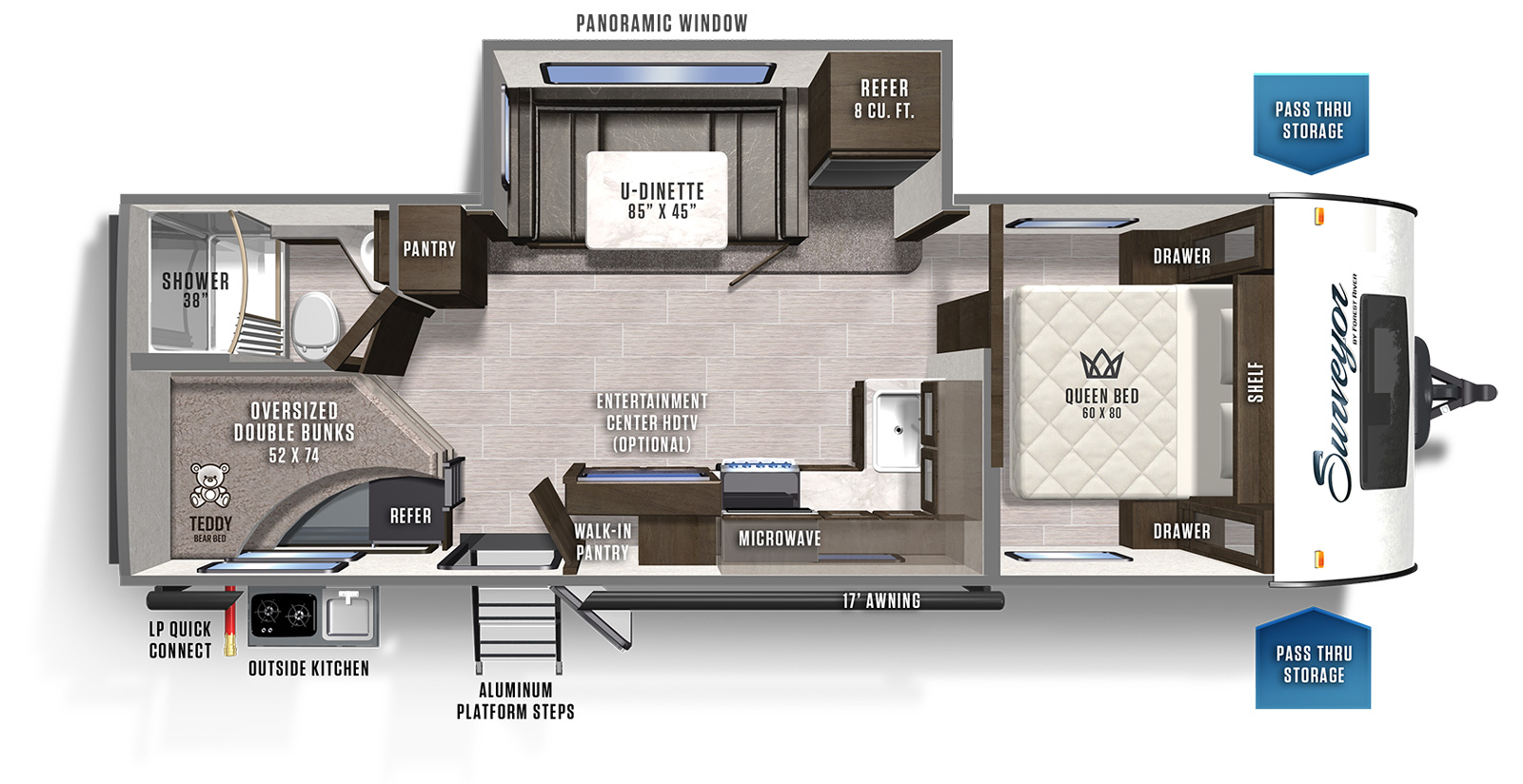 2020 Forest River Surveyor Legend 248BHLE Floor Plan