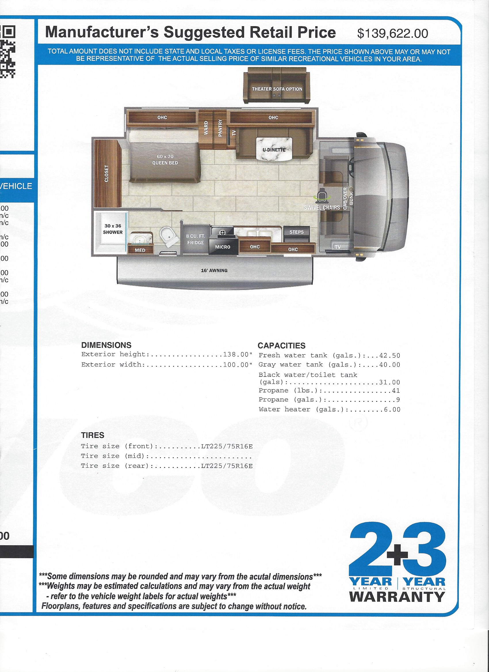 2022 Jayco Redhawk 24B MSRP Sheet