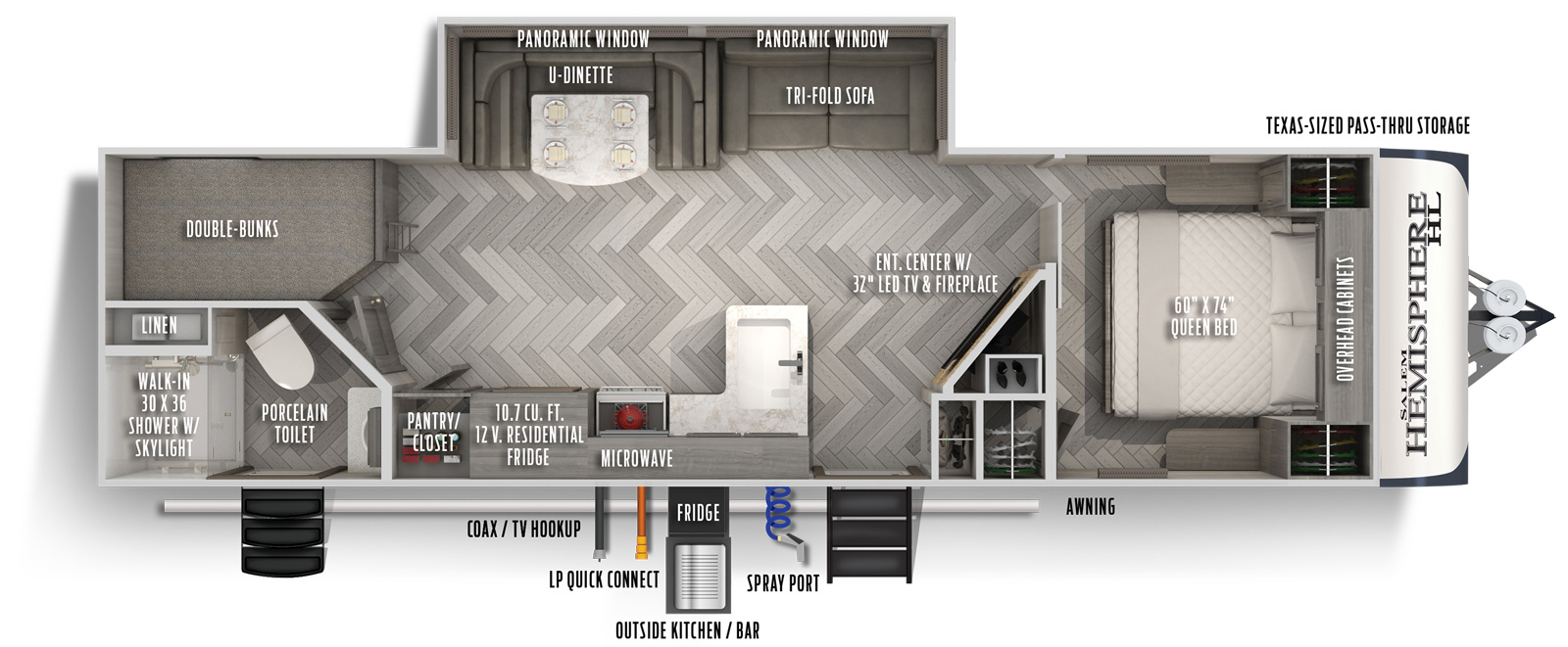 2021 Forest River Salem Hemisphere Hyper-Lyte 26BHHL Floor Plan