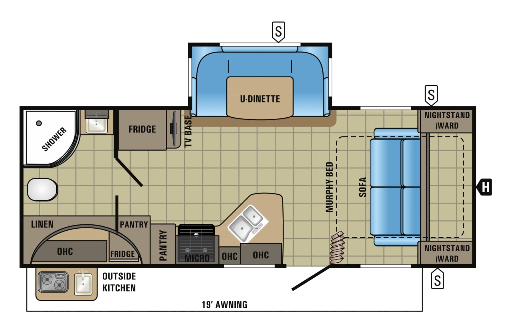 2017 Jayco White Hawk 23MRB Floor Plan