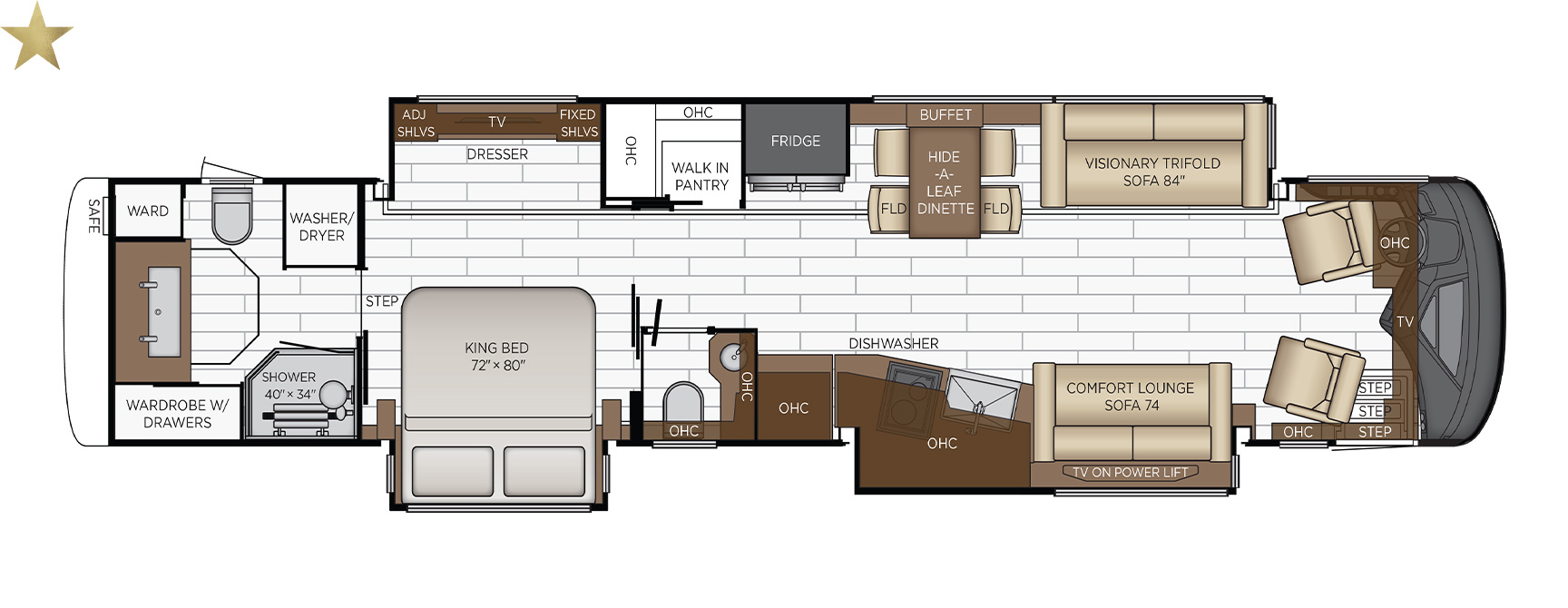 2023 Newmar King Aire 4596 Floor Plan