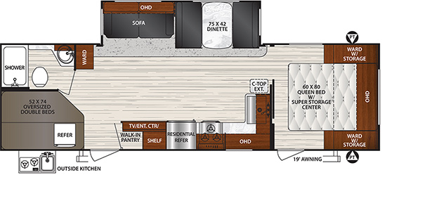 2020 Forest River Surveyor Luxury 287BHSS Floor Plan