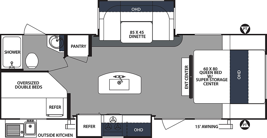 2019 Forest River Surveyor Luxury 247BHDS Floor Plan