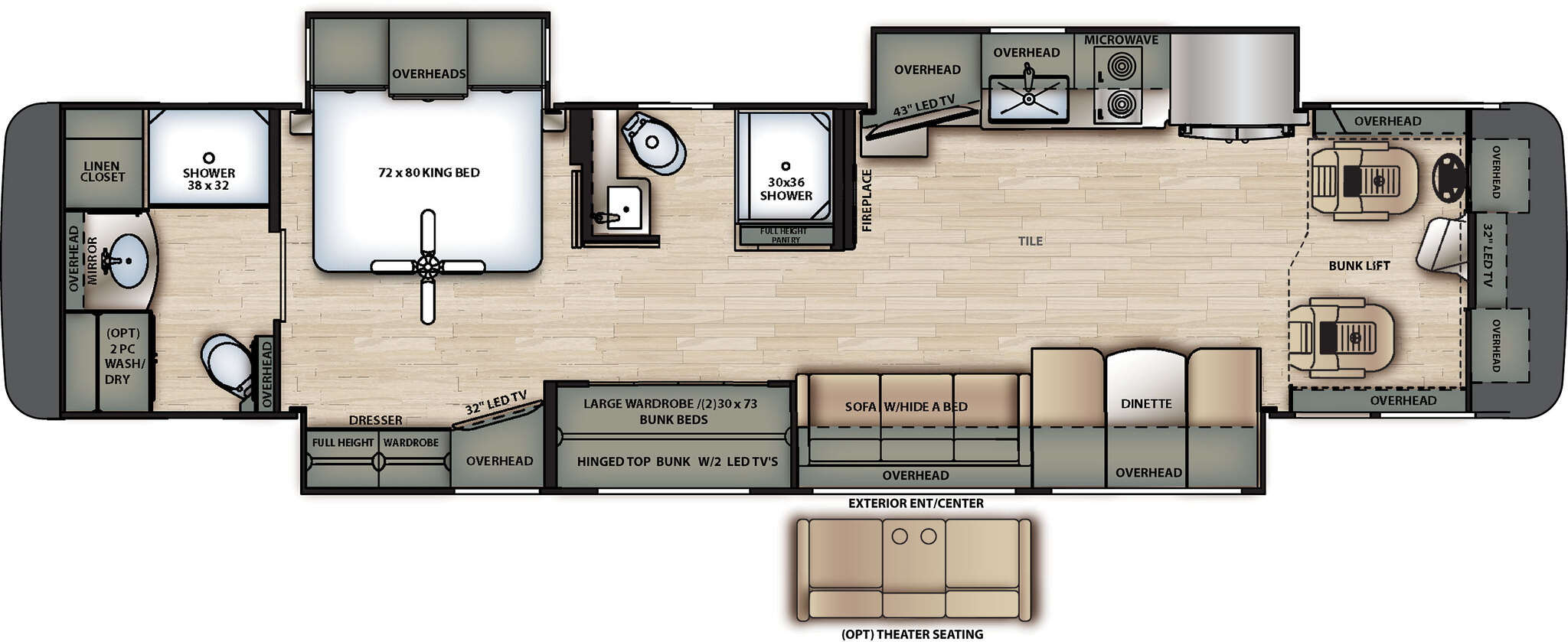 2020 Forest River Berkshire XL 40E Floor Plan
