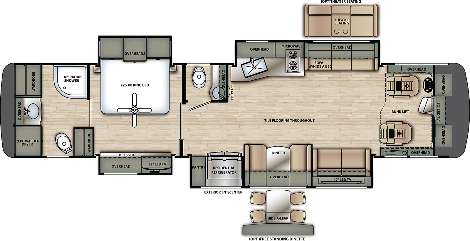 2021.5 Forest River Berkshire XL 40D Floor Plan