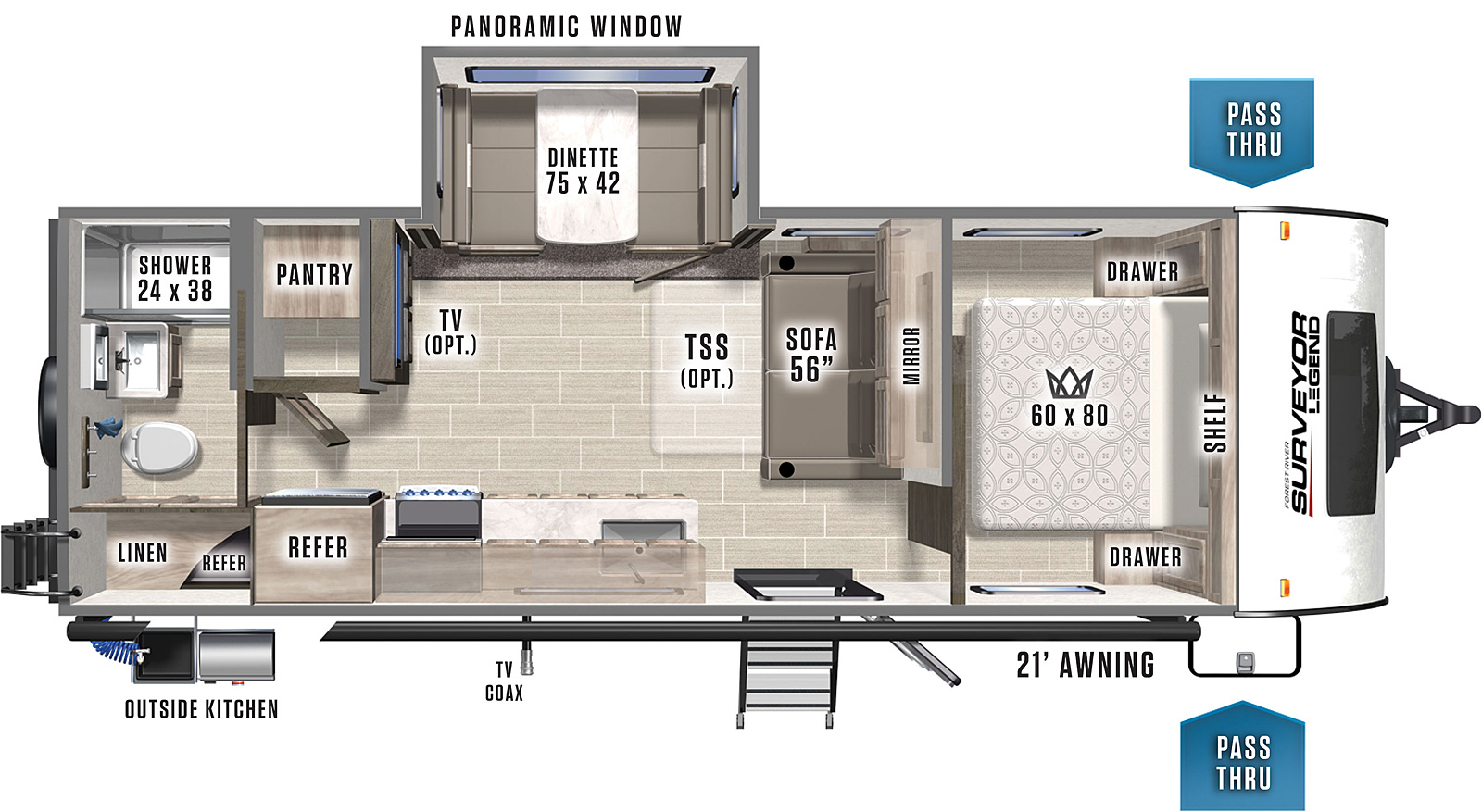 2021 Forest River Surveyor Legend 252RBLE Floor Plan