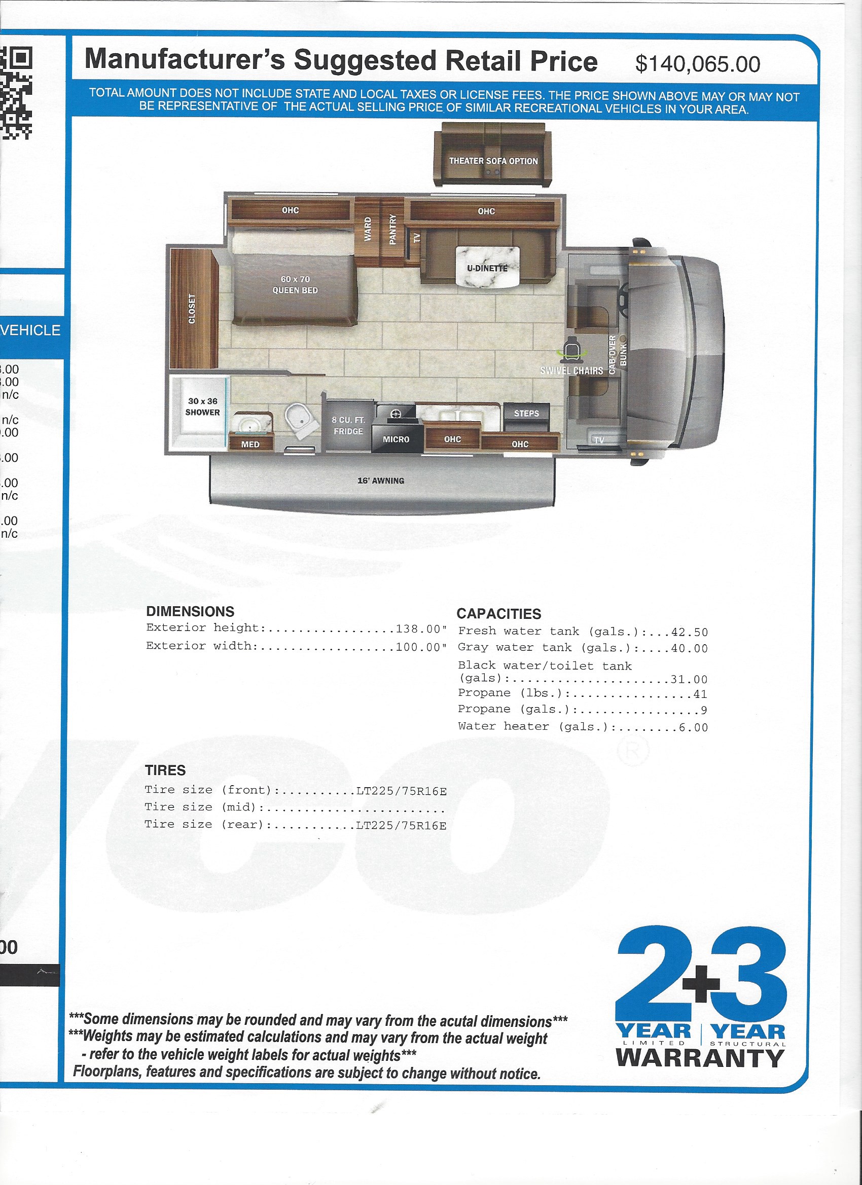 2022 Jayco Redhawk 24B MSRP Sheet