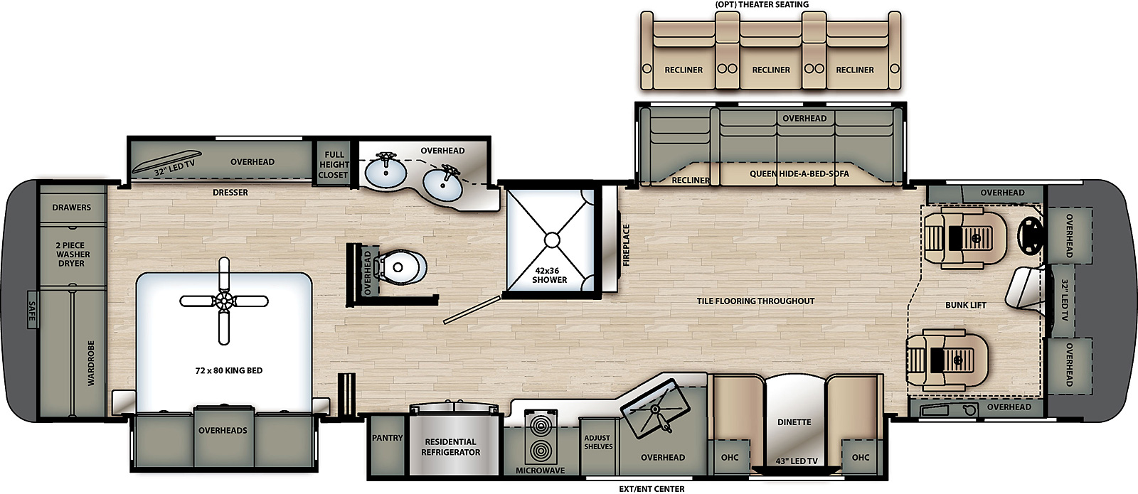 2021 Forest River Berkshire XL 37A Floor Plan