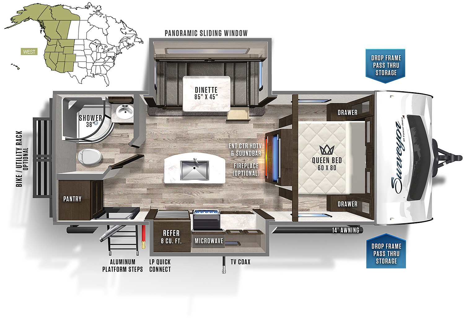 2020 Forest River Surveyor Luxury 226RBDS Floor Plan