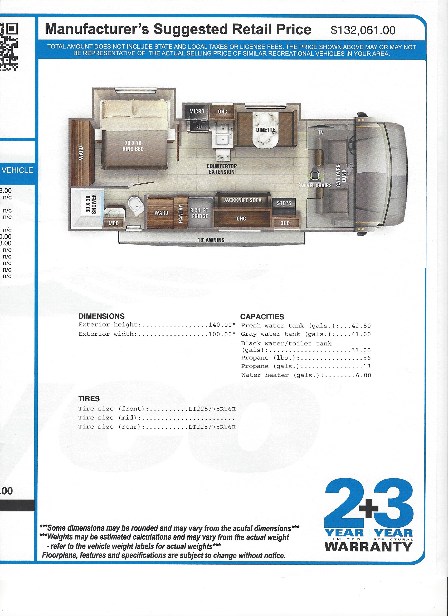 2021 Jayco Greyhawk 27U MSRP Sheet