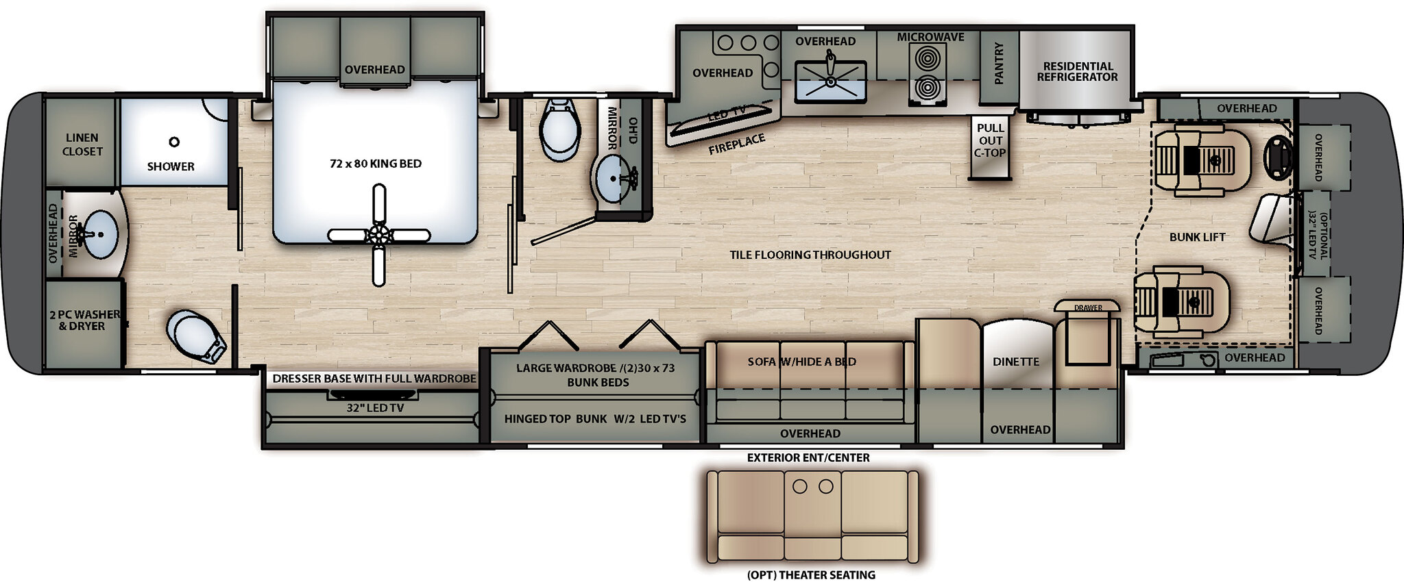 2020 Forest River Berkshire XL 40C Floor Plan