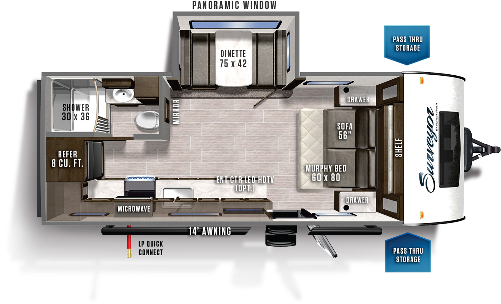 2021 Forest River Surveyor Legend 203RKLE Floor Plan