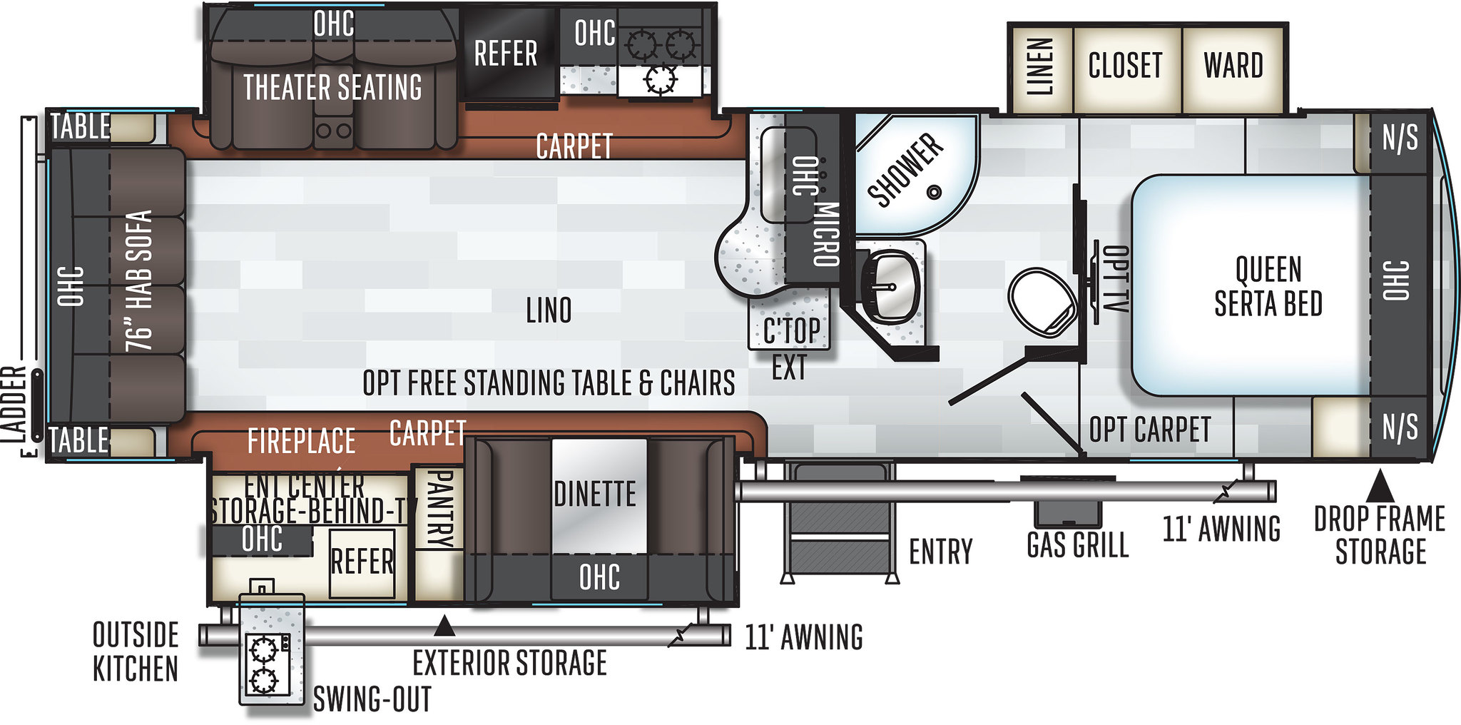 2019 Rockwood Ultra Lite 2906RS Floor Plan