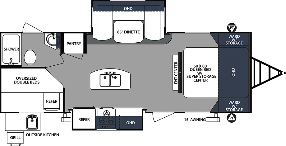 2018 Forest River Surveyor 247BHDS Floor Plan