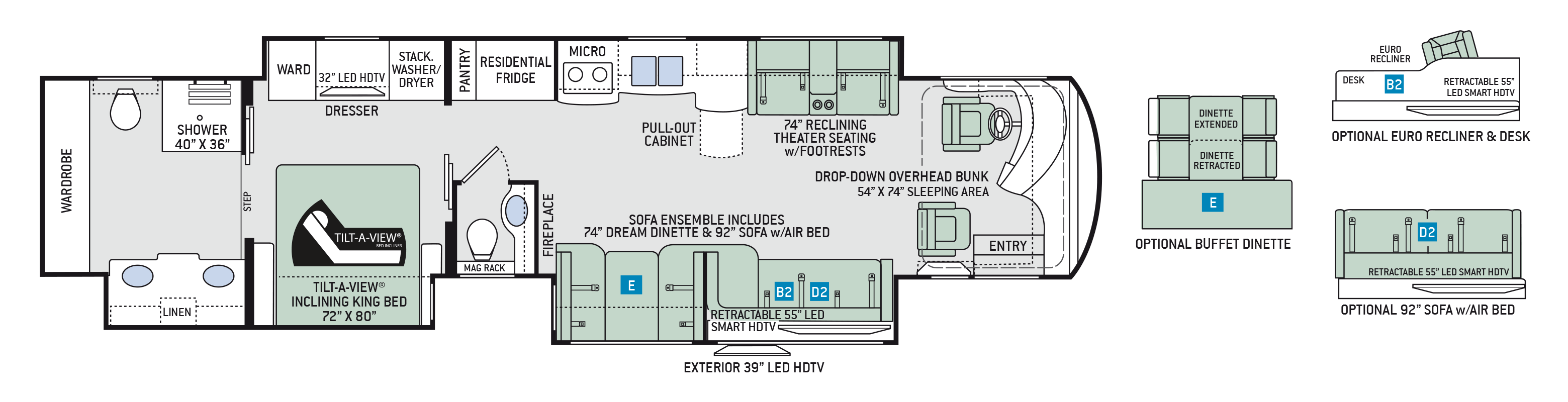 2018 Thor Tuscany 45MX Floor Plan