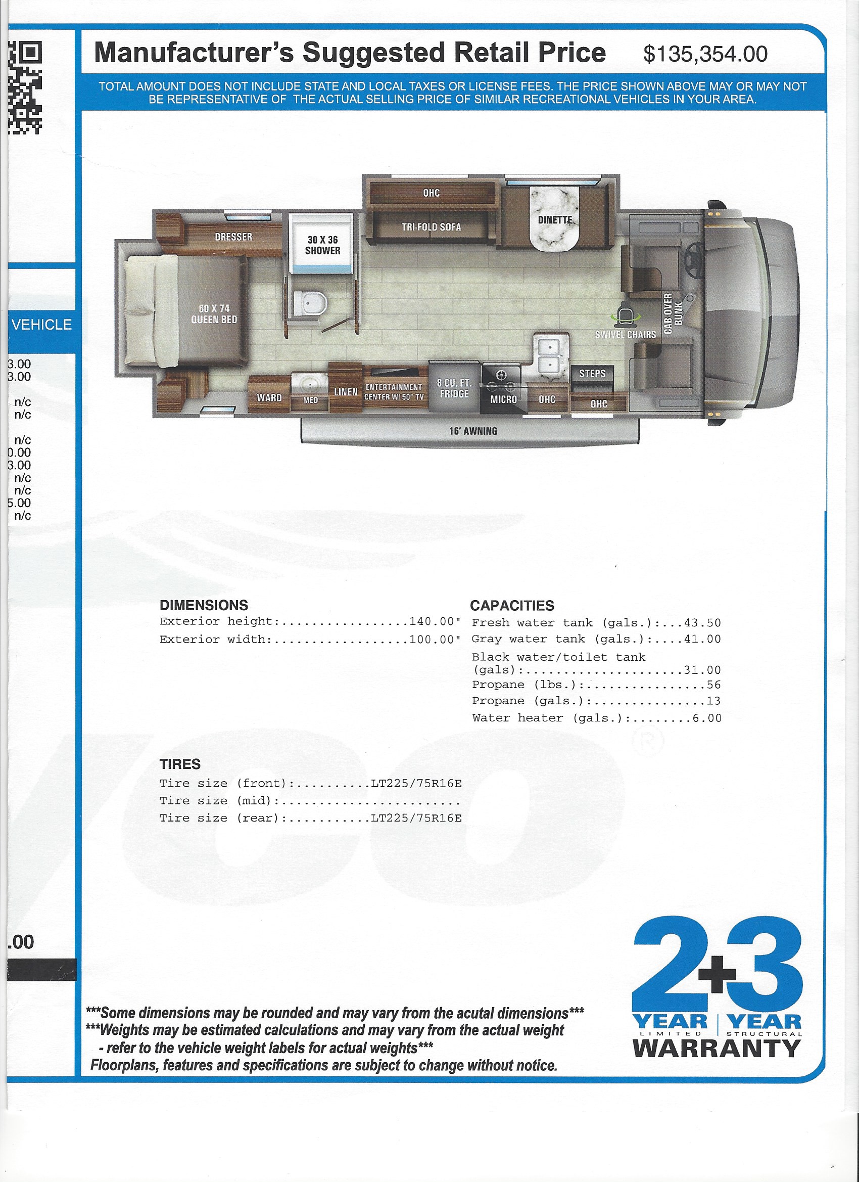 2021 Jayco Greyhawk 30Z MSRP Sheet