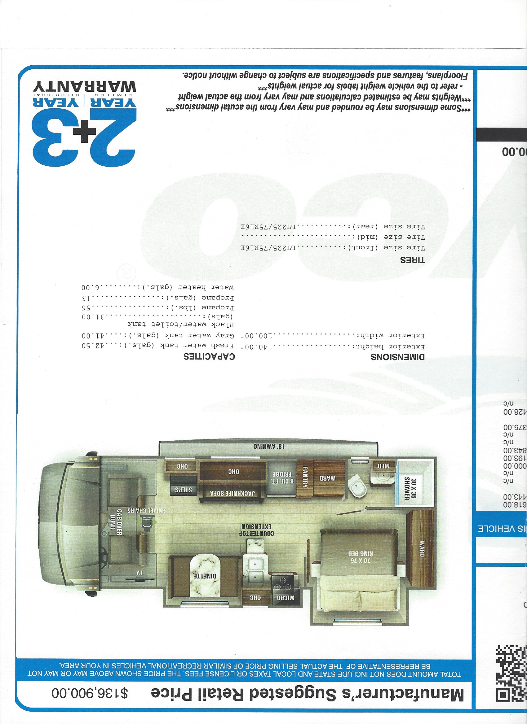 2021 Jayco Greyhawk 27U MSRP Sheet