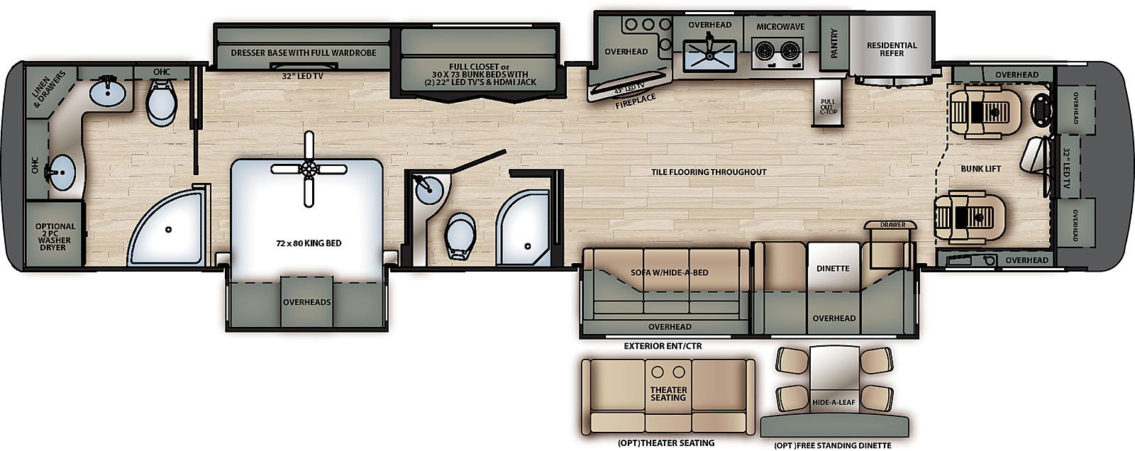 2021 Forest River Berkshire XLT 45A Floor Plan