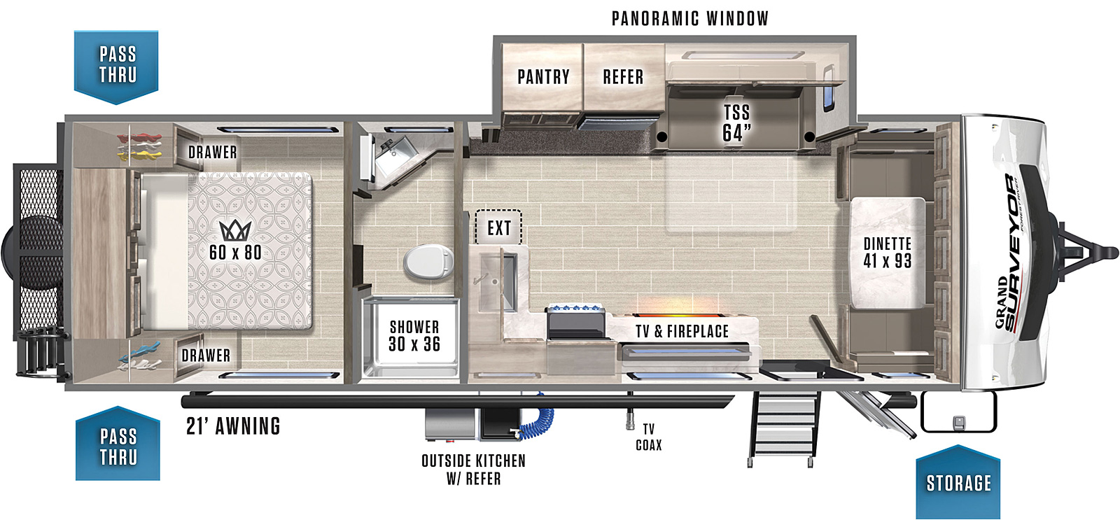 2021 Forest River Grand Surveyor 272FLS Floor Plan