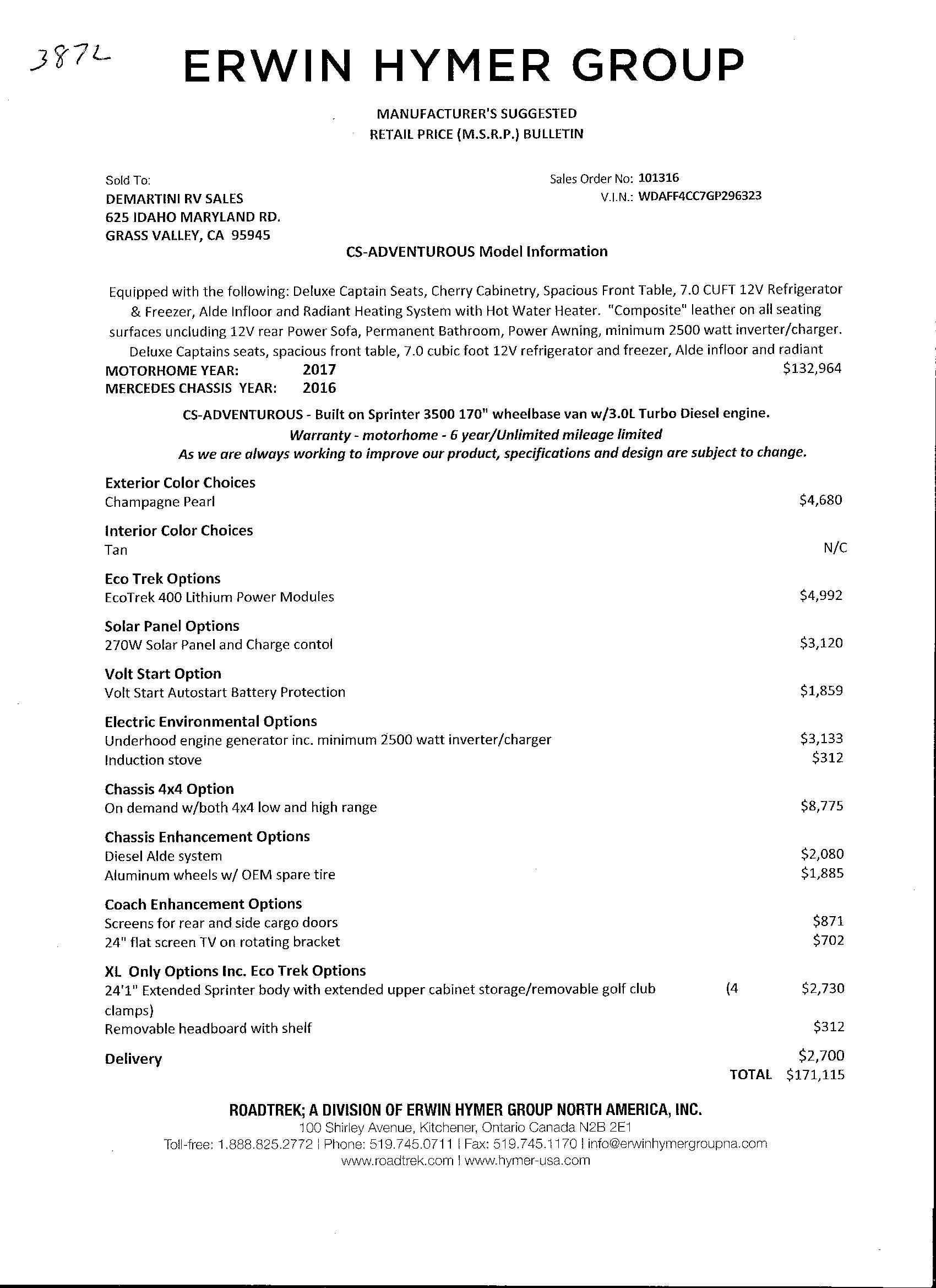 2017 RoadTrek Adventurous CS 4x4 MSRP Sheet