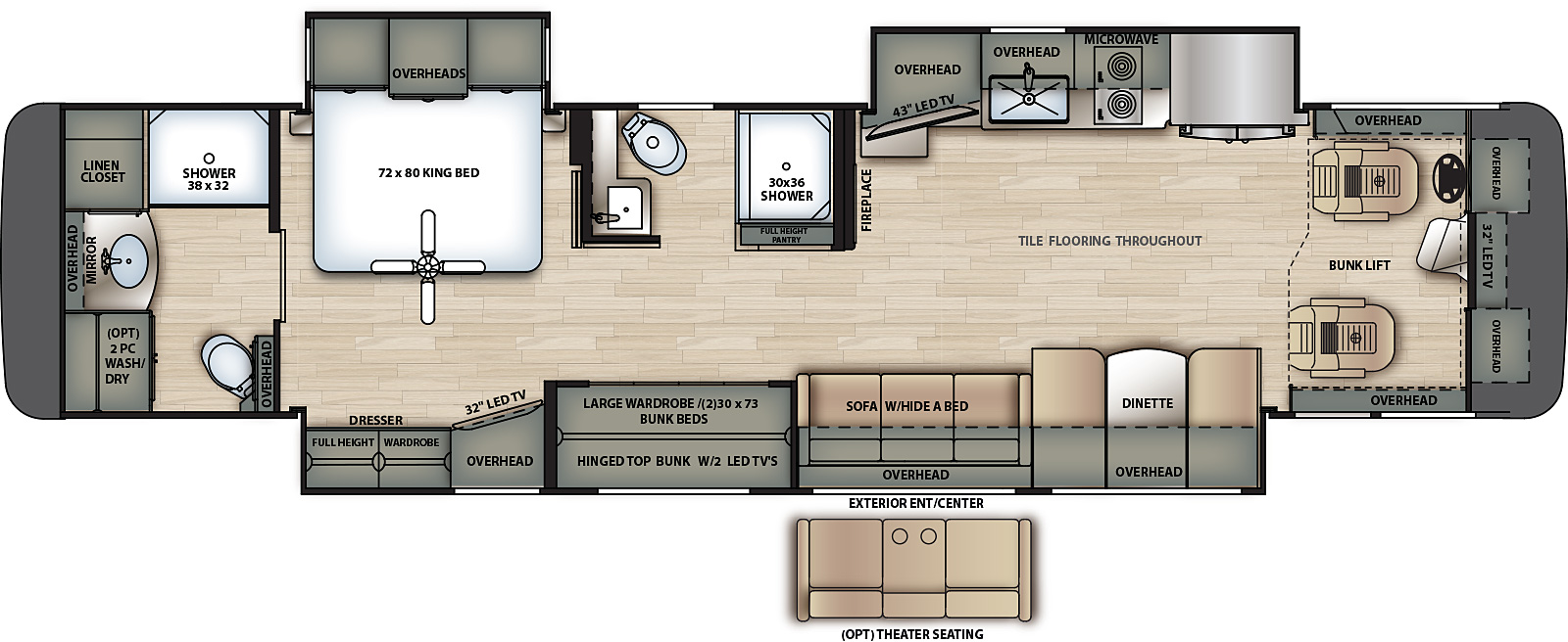 2022 Forest River Berkshire XL 40E Floor Plan