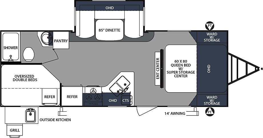 2019 Forest River Surveyor Luxury 245BHS Floor Plan