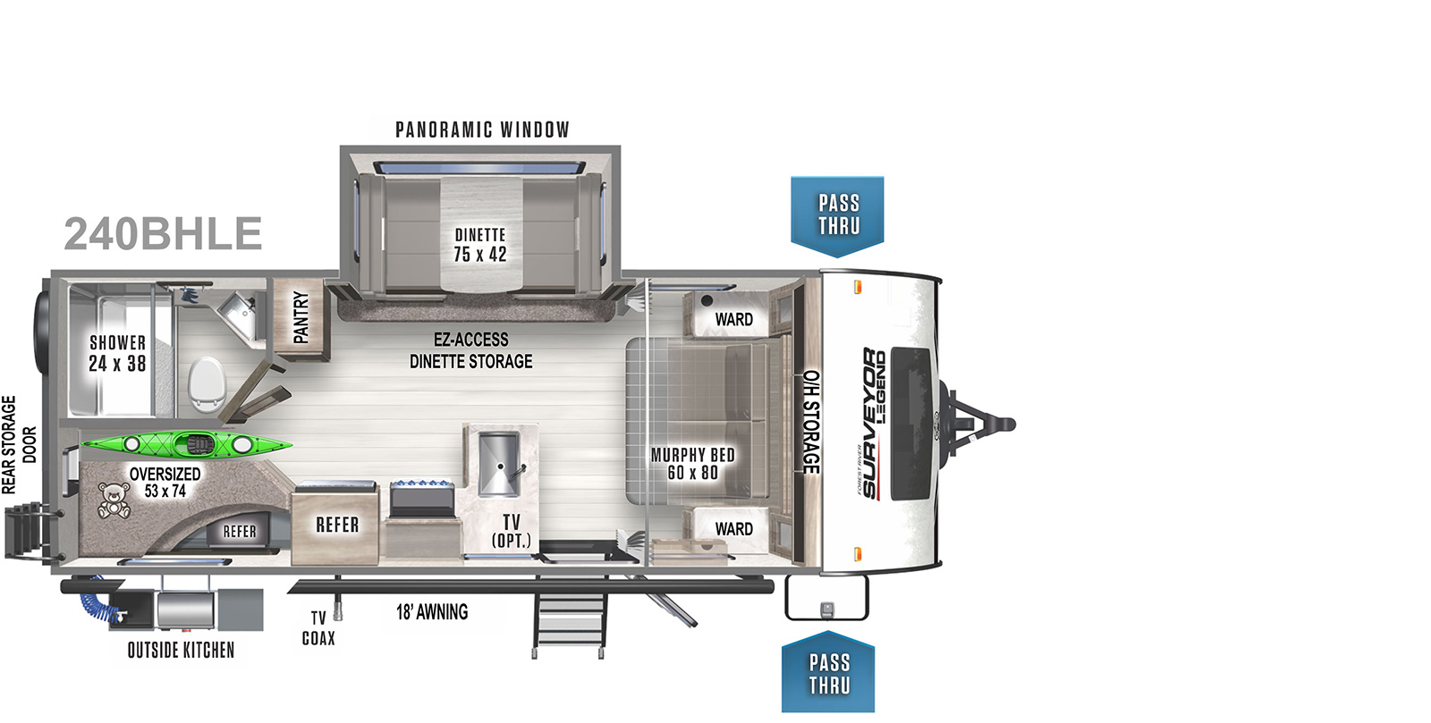 2022 Forest River Surveyor Legend 240BHLE Floor Plan