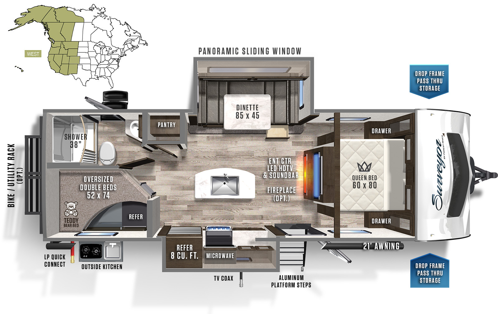 2020 Forest River Surveyor Luxury 247BHDS Floor Plan