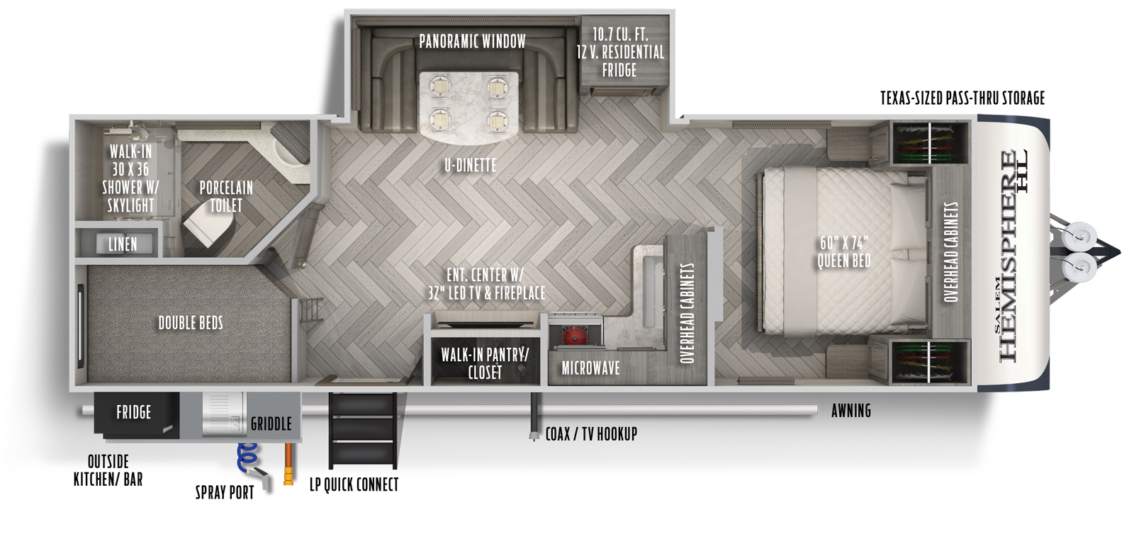 2021 Forest River Salem Hemisphere Hyper-Lyte 23BHHL Floor Plan