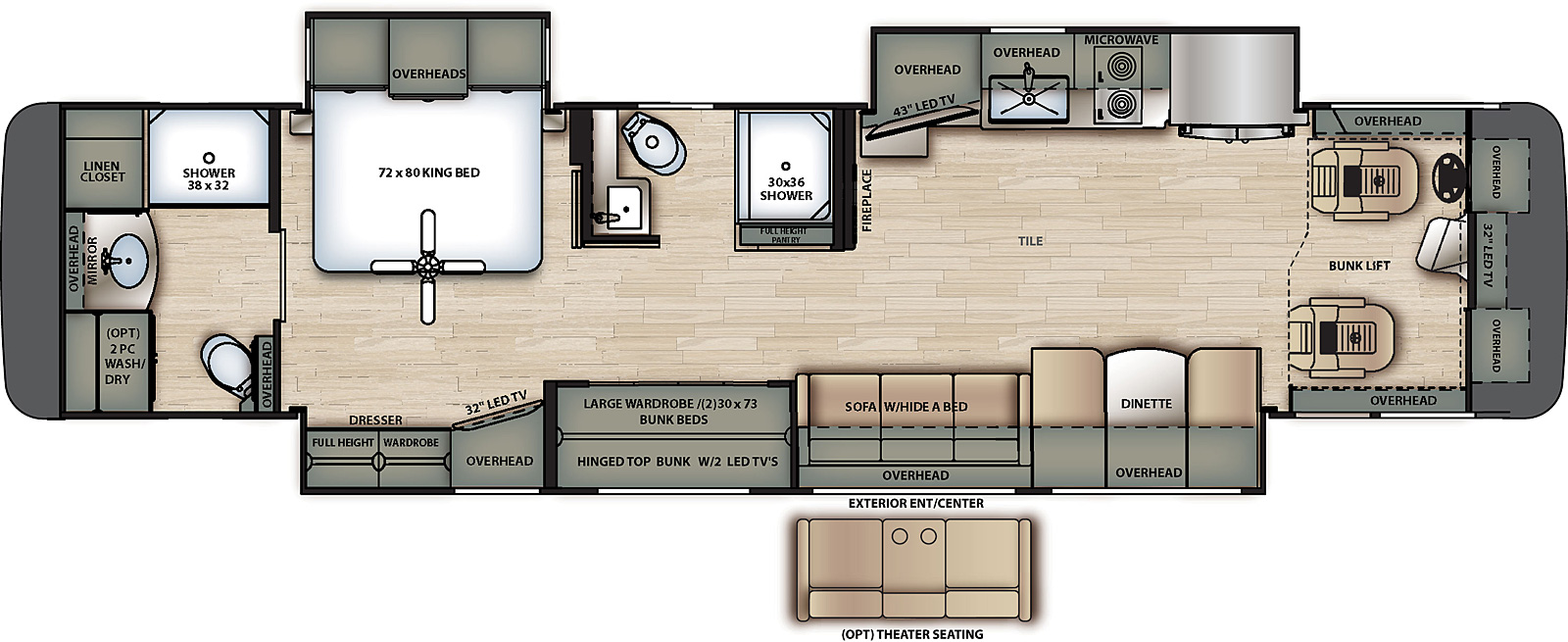 2021 Forest River Berkshire XL 40E Floor Plan