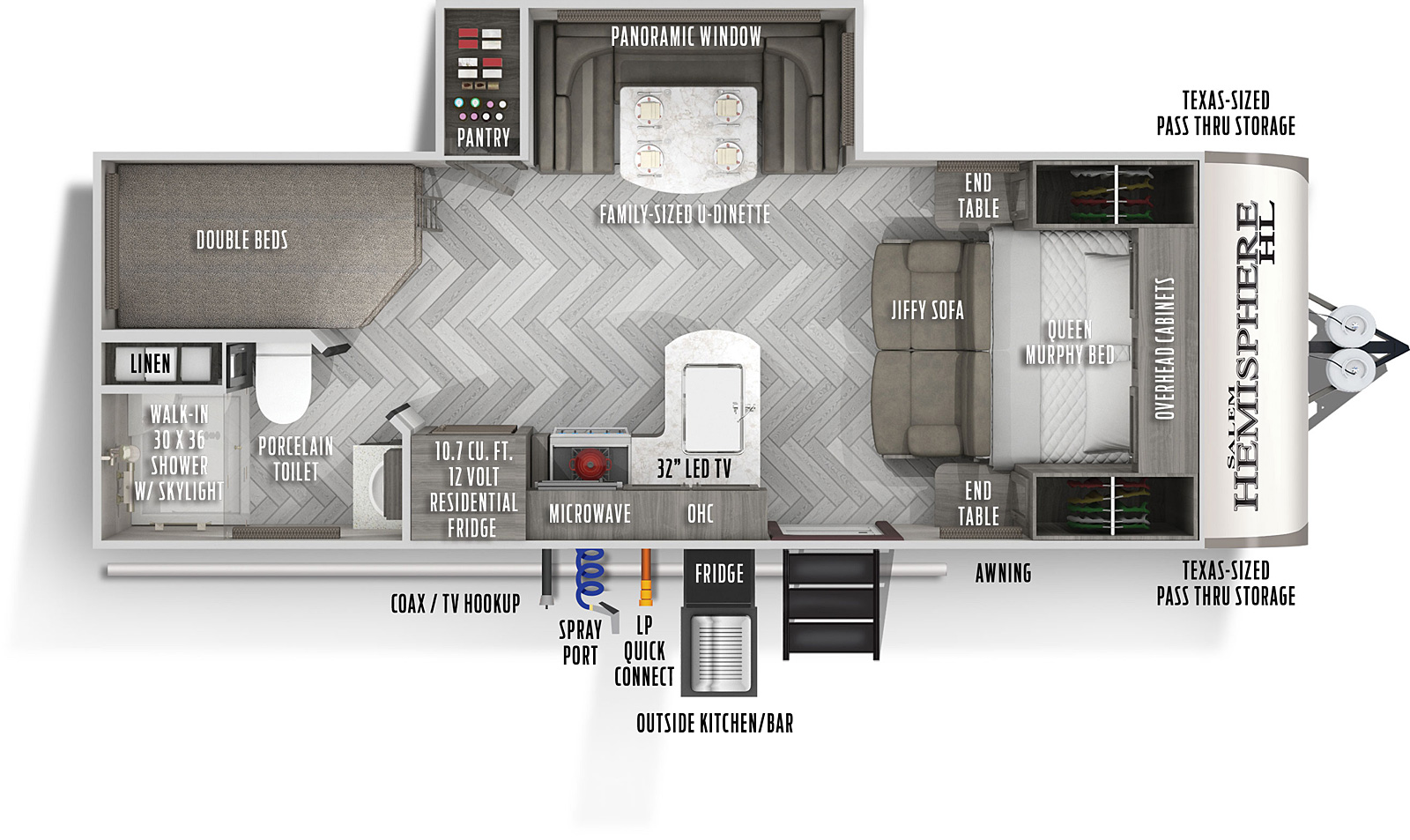 2021 Forest River Salem Hemisphere Hyper-Lyte 20BHHL Floor Plan